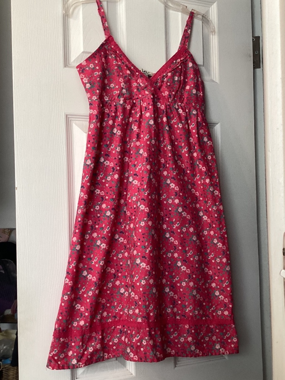 LEI Floral Mini Sundress Crochet Trim Pink Juniors Small